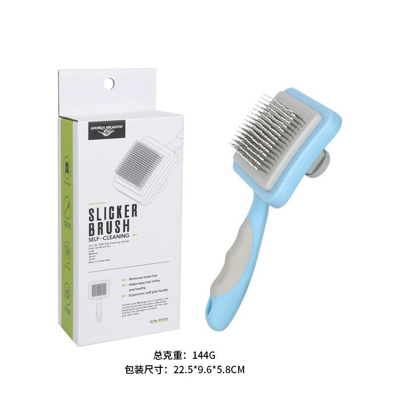 Peine para gatos para eliminar el pelo suelto, peine de agujas para gatos, peine con botón autolimpiante, peine para mascotas, peine para pelo de gato, especial para el cuidado de gatos.