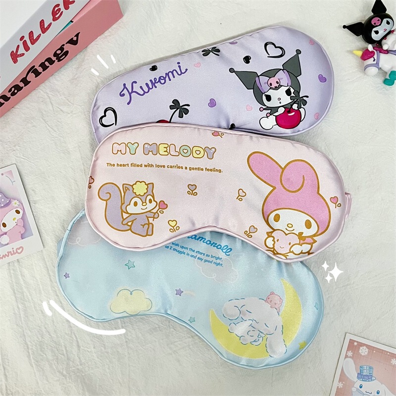 子供や学生が昼寝して眠るためのシルクアイマスク、目の疲れを和らげるための特別な、かわいい女の子の遮光目の保護クロミ|undefined