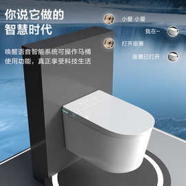 壁挂式泡沫盾坐便器家用挂墙隐藏水箱座便器墙排自动翻盖智能马桶