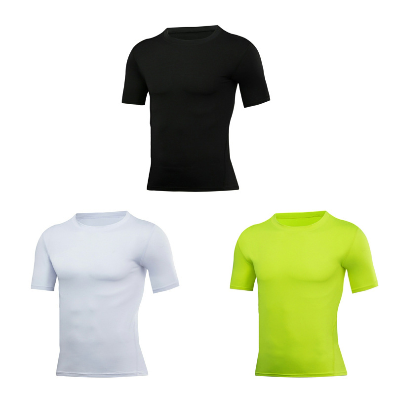 Summer Men's Bodysuit, Sports Tops, Training Clothes, Quick-Drying T-Shirts, Breathable Basketball Fitness Compression Short Sleeves