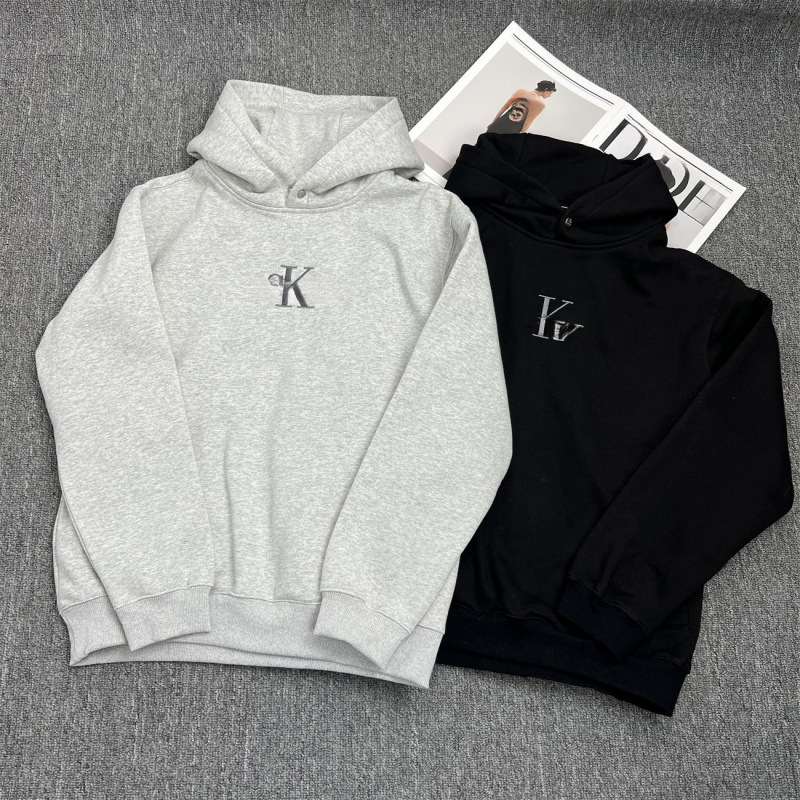 Cross-Border High Version Ck Double-Letter Embroidered Hooded Pullover Light Velvet Snap Sweatshirt Men's Style Can Be One Piece Cross-Border High Version Ck Double-Letter Embroidered Hooded Pullover Light Velvet Snap Sweatshirt Men's Style Can Be One Piece