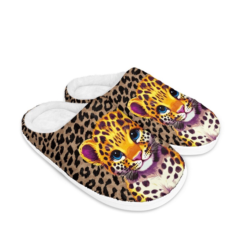 Amazon Foreign Trade Cross-Border Cute Leopard Print Indoor Home Cotton Slippers Autumn and Winter Slippers Dropshipping