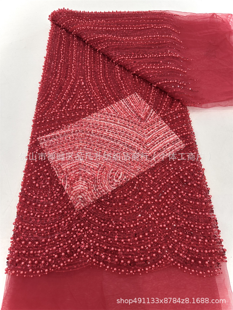 Fabricas de bordado de malla de cuentas pesadas Gao Ding vestido de boda vestido de moda cena vestido de cuentas tela de vestido