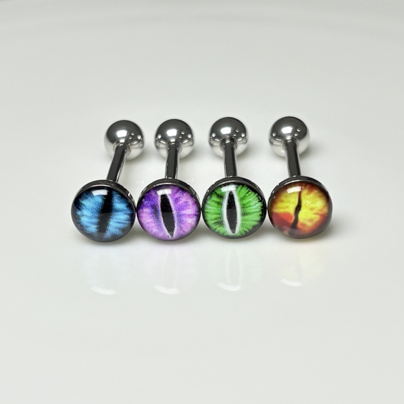 Cat Eye Magic Pupil Tongue Nail Titanium Steel Oil Drip 4-Color External Thread Tongue Barbell Body Piercing Jewelry Wholesale detail image 7
