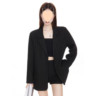 Petite Black Blazer for Women, Spring and Autumn 2025 New Korean Style Casual Professional Commuter Suit