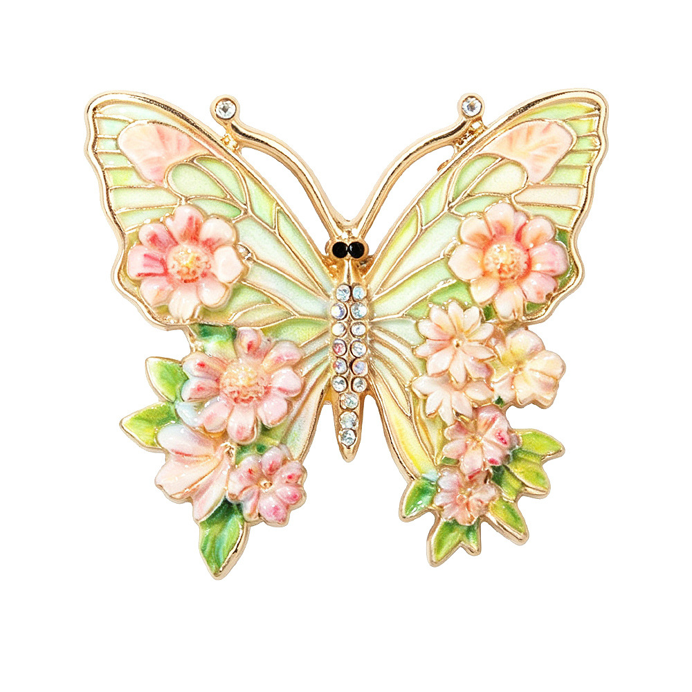 New enamel-painted butterfly brooch, elegant and luxurious, versatile and fashionable pin for women, eco-friendly alloy accessory