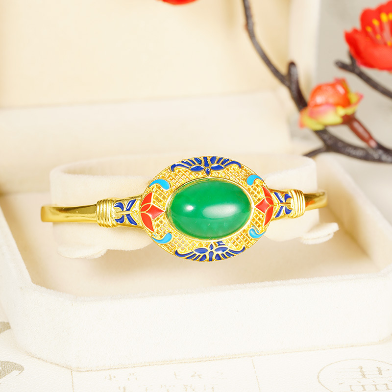 Esmalte de oro de arena vietnamita pintado pulsera de calabaza abierta retro estilo nacional aleación de cobre no se desvanece joyas al por mayor