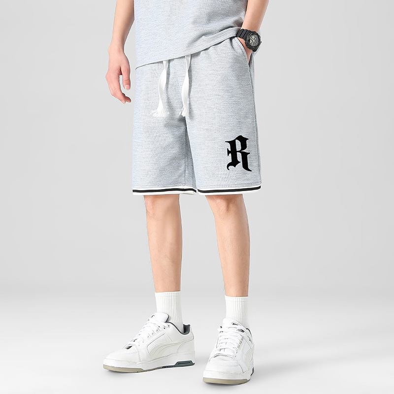Al por mayor transfronterizo deportivo de ocio de verano de mangas cortas pantalones elásticos de cinco puntos de hombre de punto sueltos pantalones rectos image 29