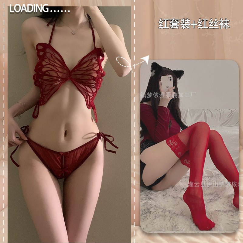 버건디 + 레드 스타킹
