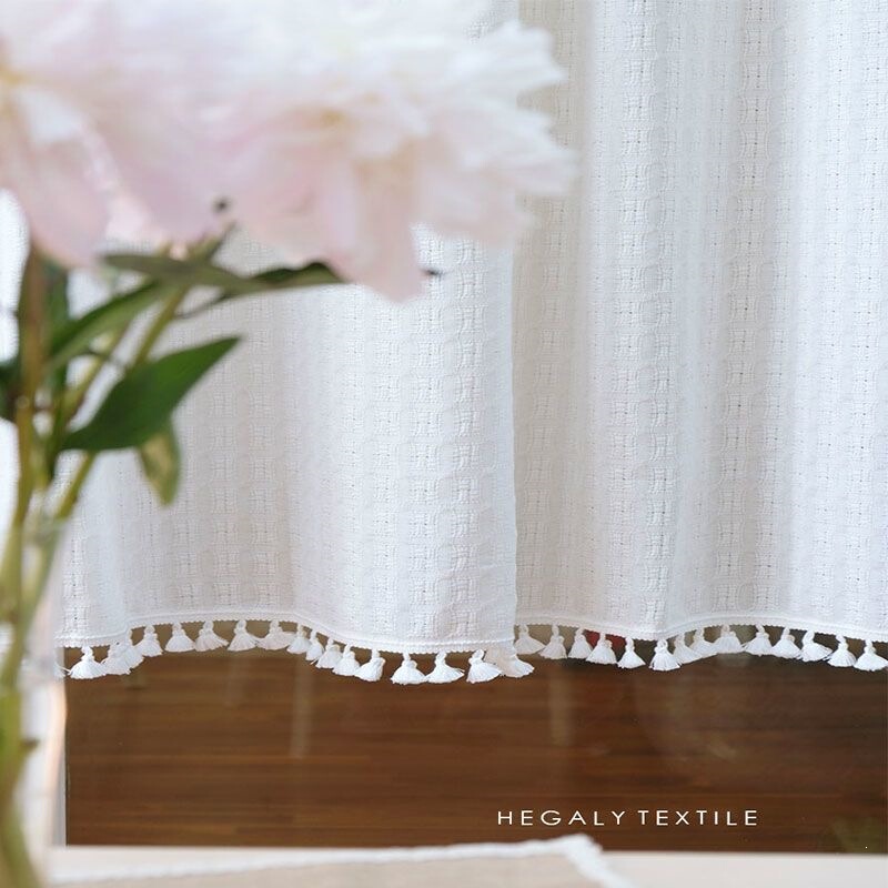 Japanese-style warm white tassel sheer curtains, cotton and linen curtains, Korean-style half curtains, partition curtains for rental apartments, and feng shui curtains for shops Japanese-style warm white tassel sheer curtains, cotton and linen curtains, Korean-style half curtains, partition curtains for rental apartments, and feng shui curtains for shops