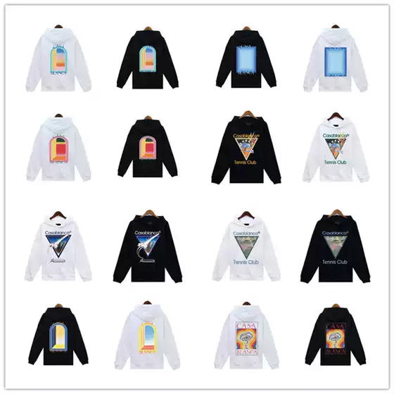 Casablanca Hoodie Unisex Oversized French Terry Pullover Sweatshirt Fall Winter Streetwear