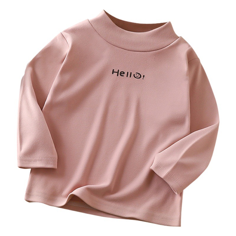 Camisa de fondo para niños de Terciopelo Otoño e Invierno medio cuello alto Camiseta de manga larga para niños cálido interior Top Primavera y otoño ropa para niños image 1