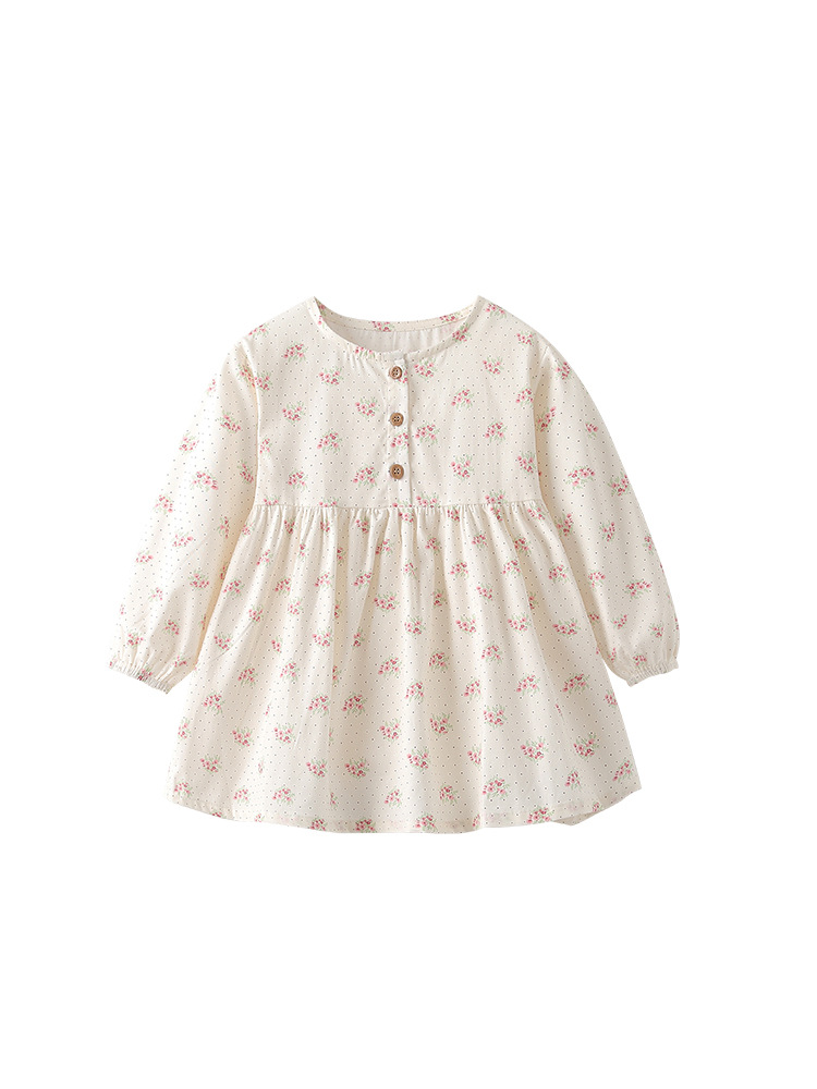 Vestido de Manga Larga para Niña de Algodón, Suave, para Otoño y Primavera
