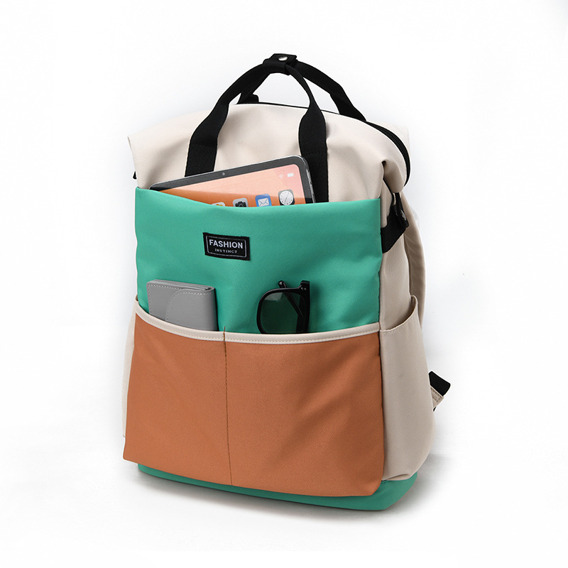 Fashionable color-blocking backpack for moms, 2025 new large-capacity backpack for taking kids out, maternity bag and baby bag details Picture
