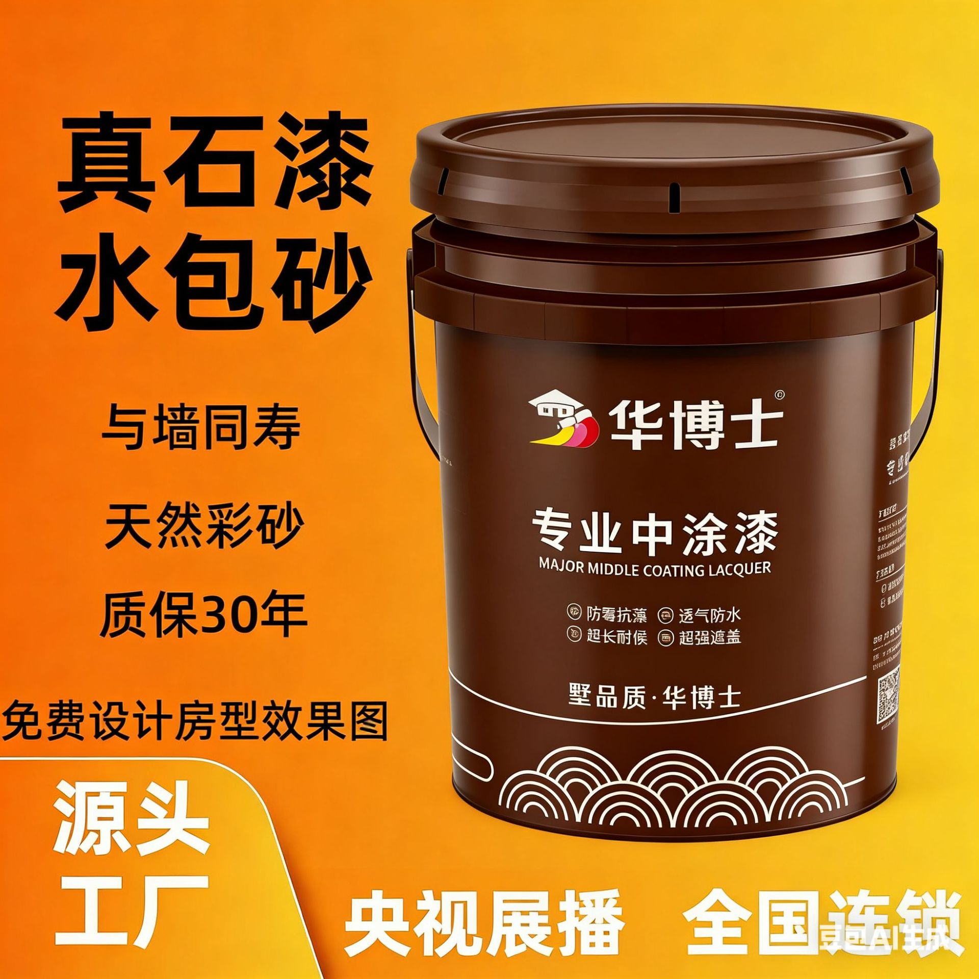 定制可喷批刮真石漆外墙漆别墅仿大理石漆防水防晒天然彩砂水包砂