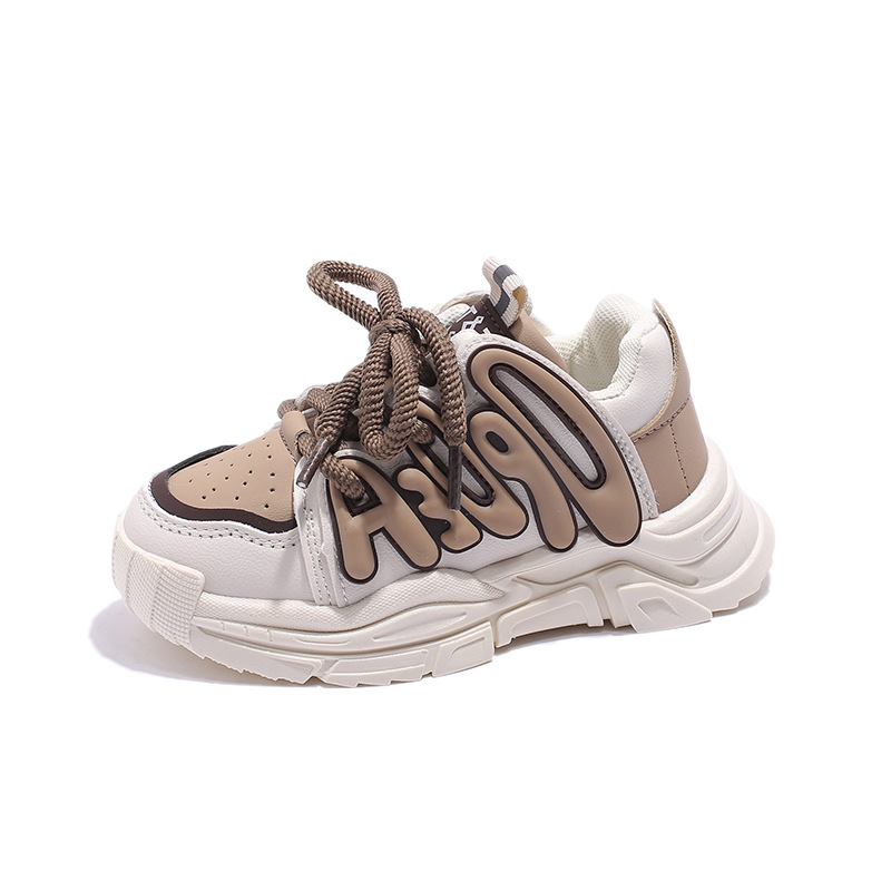 Zapatos para niños Otoño e Invierno zapatillas de deporte para niñas zapatos para niños zapatos de papá para niños letras de estilo coreano zapatos para correr para niños medianos y grandes de fondo suave