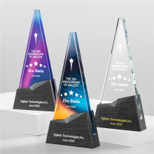 大理石高级感彩印水晶奖杯刻字年会优秀员工销冠颁奖