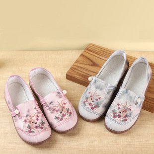 Hanfu Shoes 25 Years Popular Women's Shoes Ethnic Style Embroidered Shoes Comfortable Low-Top Old Beijing Cloth Shoes Factory Temu Dropshipping