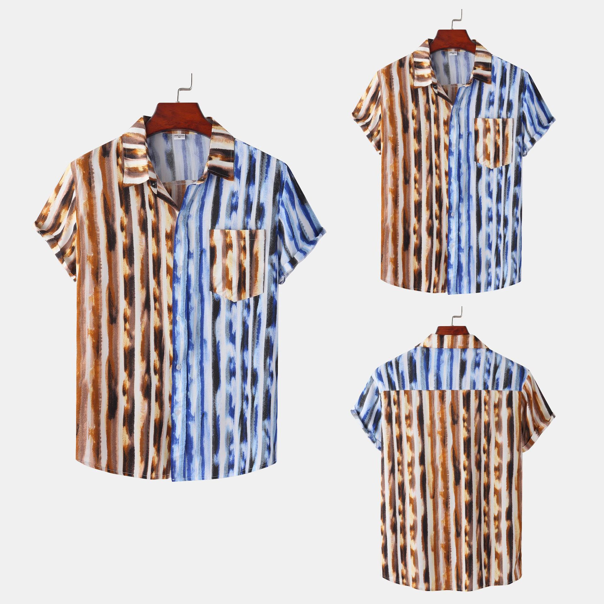 Transfronterizo 2022 nuevo suministro de comercio exterior Estilo Hawaiano europeo y americano Impresión digital camisa de manga corta Camisa de los hombres