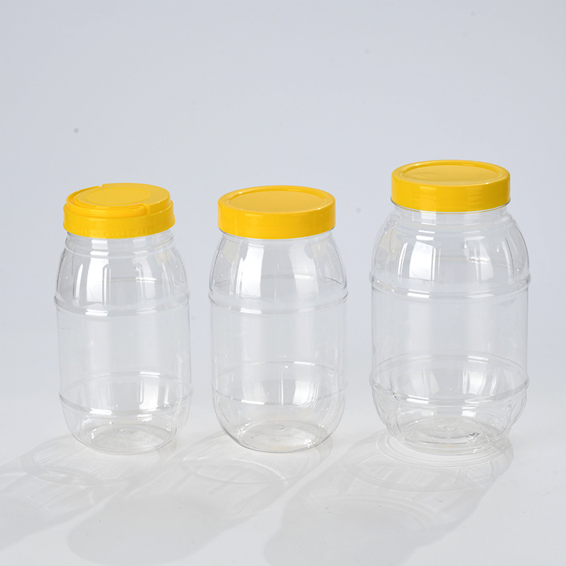 加厚蜂蜜瓶塑胶瓶空瓶带盖500ml透明食品专用辣椒酱菜密封包装罐|undefined