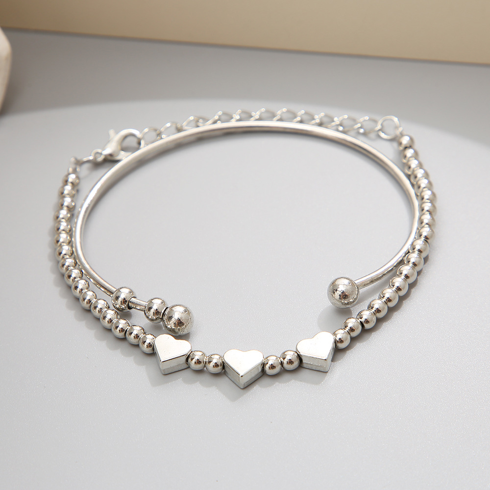 Simple Style Heart Shape Alloy Plating Bangle