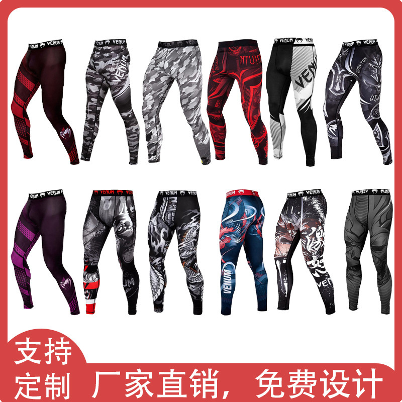 Boxing Sports Tights, Leggings, Muay Thai Fighting Pants, Sanda Training Clothes, Men's Martial Arts Fighting Pants, Venom