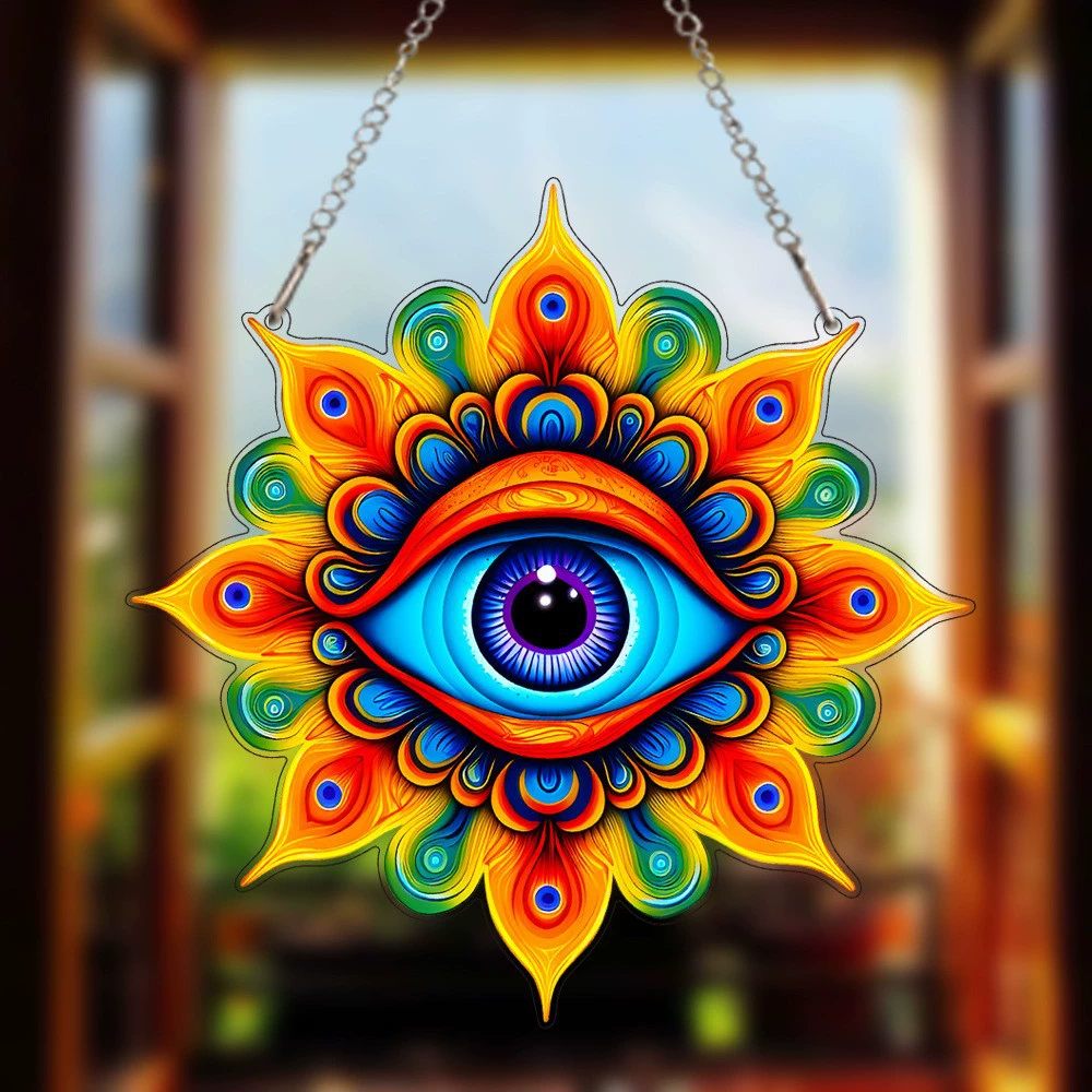 Новое акриловое плоское окно с голубыми глазами, подвесное украшение для фестиваля, украшение для сцены, ювелирные изделия, живопись