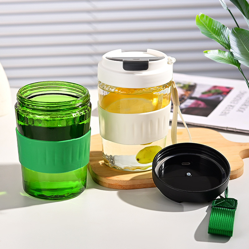 Taza de vidrio para niñas portátil de verano fábrica de tazas de vidrio resistentes a altas temperaturas al por mayor estudiantes de la escuela de taza de té utensilios de agua potable