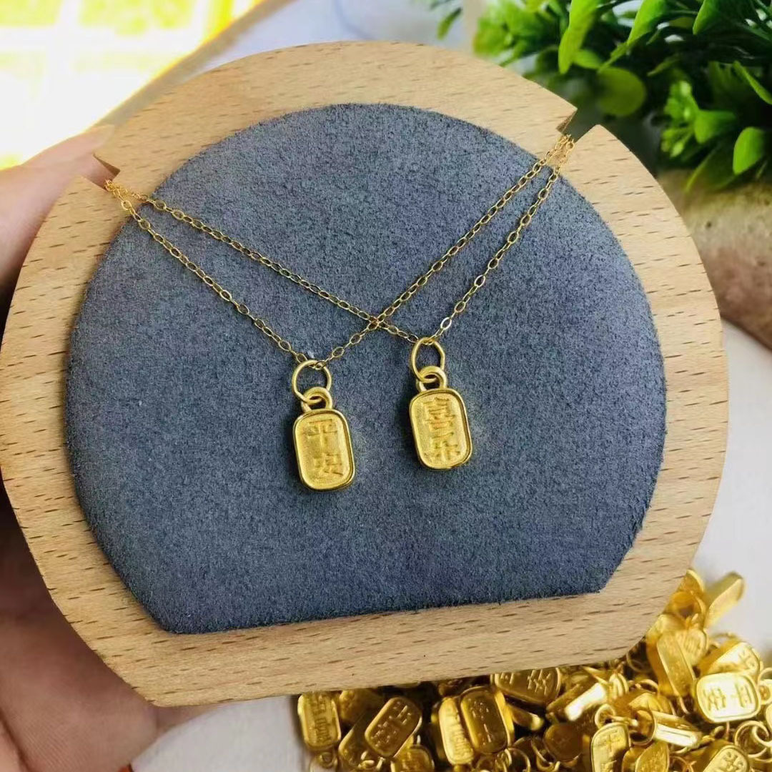 싱글 골드 평화와 기쁨 양면 펜던트