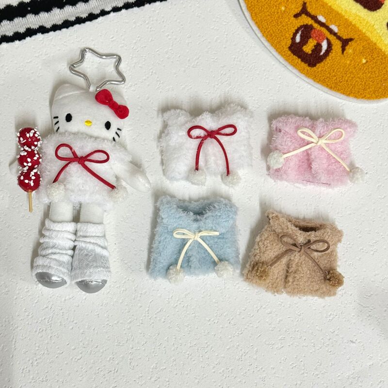 10cm Baby Clothes Mini Plush Bow Vest Vest Sweet Style Baby Clothes Long-Legged Kitty Accessories