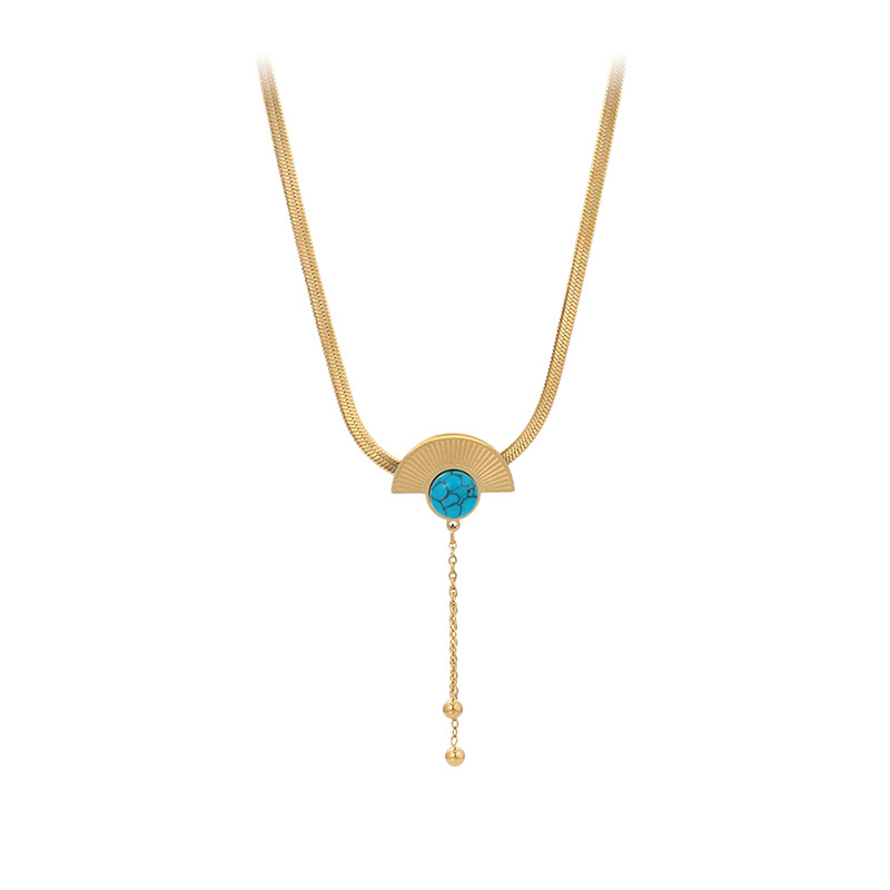 Xuping acero inoxidable 14k color Europa y América transfronterizos collar en forma de ventilador simple estilo retro personalidad collar de cadena de hueso de serpiente