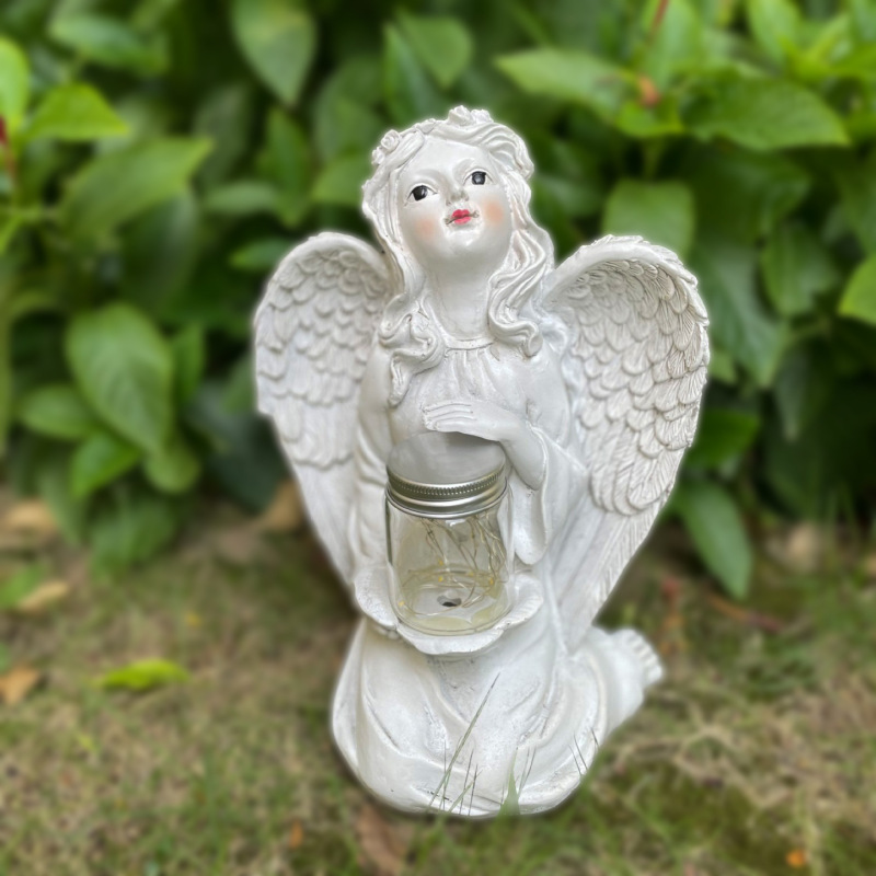 アメリカンアウトドア樹脂クロスボーダー工芸品ソーラーガーデンライト装飾置物天使人物芝生ライト|undefined