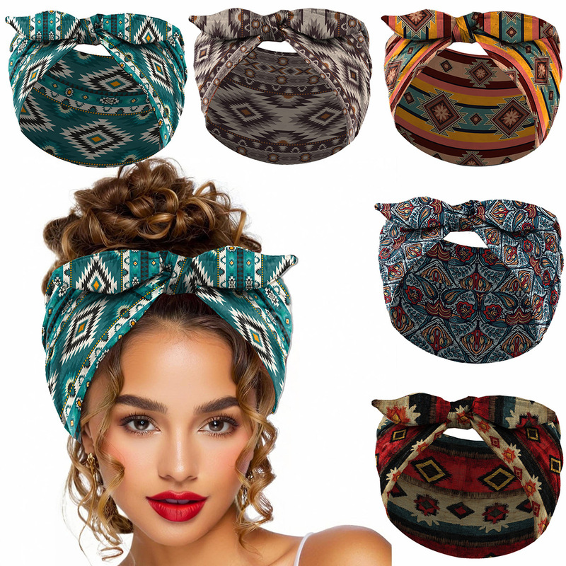 Amazon's New Bohemian Printed Headband Knotted Rabbit Ears Bow Headband Sports Yoga Wide Headscarf Amazon's New Bohemian Printed Headband Knotted Rabbit Ears Bow Headband Sports Yoga Wide Headscarf