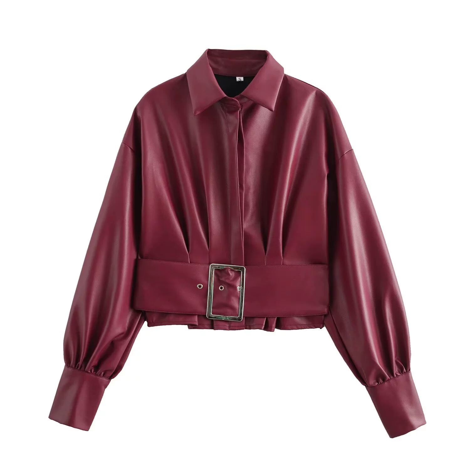 Европейский и американский стиль 2024 зимний новый женский ретро повседневный лацканы с длинными рукавами на талию рубашка куртка с имитацией кожи куртка