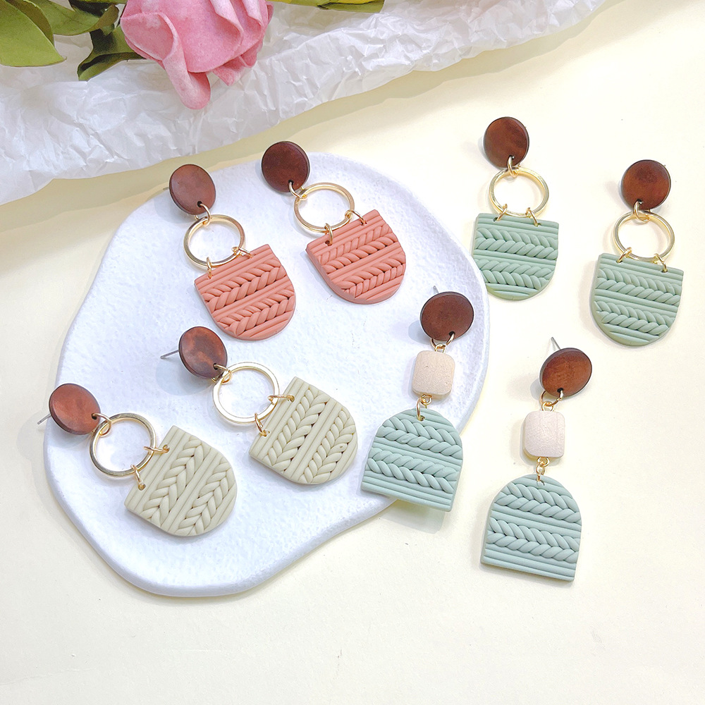Simple Style Geometric soft clay Stoving Varnish Womenu0027S Drop Earrings 1 Pair
