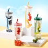 Red Book Same item student straw Water cup Portable Tea cup filter Fruit Cup capacity summer Plastic cup