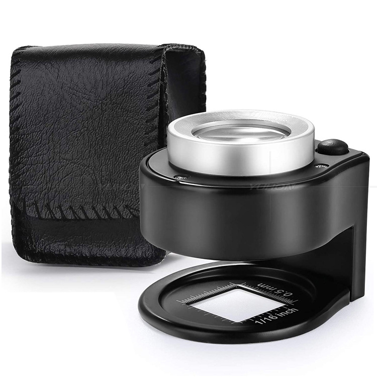 金属布料纺织纸张印刷鸽眼照布镜带6LED验钞灯刻度测量30倍放大镜