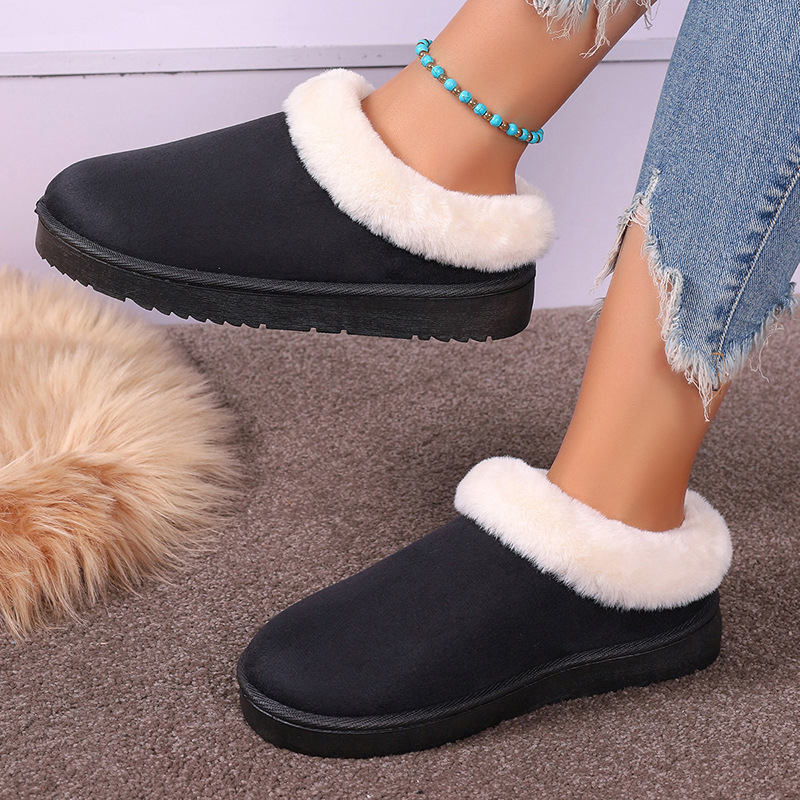 Winter new thick bottom short cylinder thick slip-on lazy light cotton shoes_voghion.com