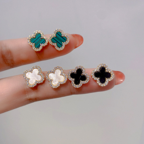 Fashionable, simple, personalized, high-end, micro-embellished earrings, 925 silver needles, internet celebrity live broadcast, popular jewelry earrings 77443