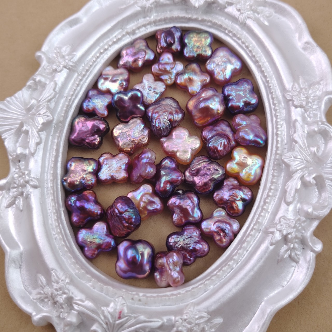 强光紫色四叶草天然淡水珍珠异形巴洛克珍珠颗粒diy半成品材料