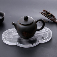 家用玻璃茶盘水墨琉璃壶承托盘新中式简约茶台茶具盘托小型干泡台
