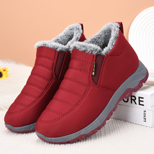 Winter women's cotton shoes plus velvet to prevent cold and warm hiking shoes, waterproof and non-slip, middle-aged and elderly slip-on mother's shoes on behalf of