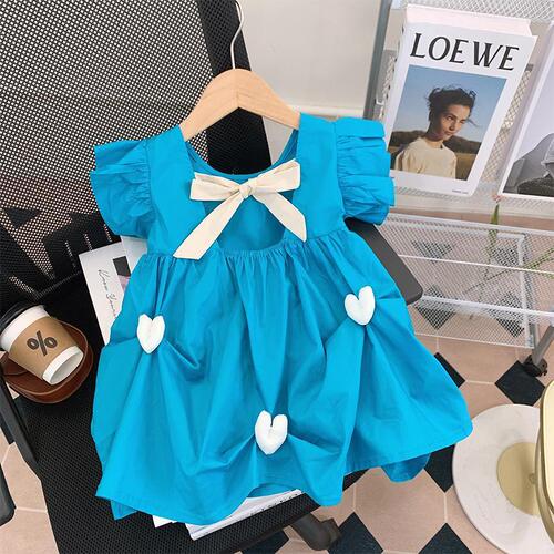 Girls Dress 2024 Summer New Korean Style Children's Princess Dress Fashionable Children's Baby Summer Short Sleeve Dress