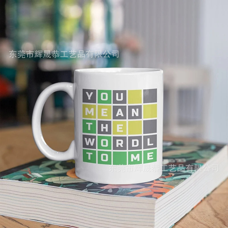 Transfronterizo nuevo de cerámica WORDLE MUG divertido Wording espacio creativo regalo TAZA