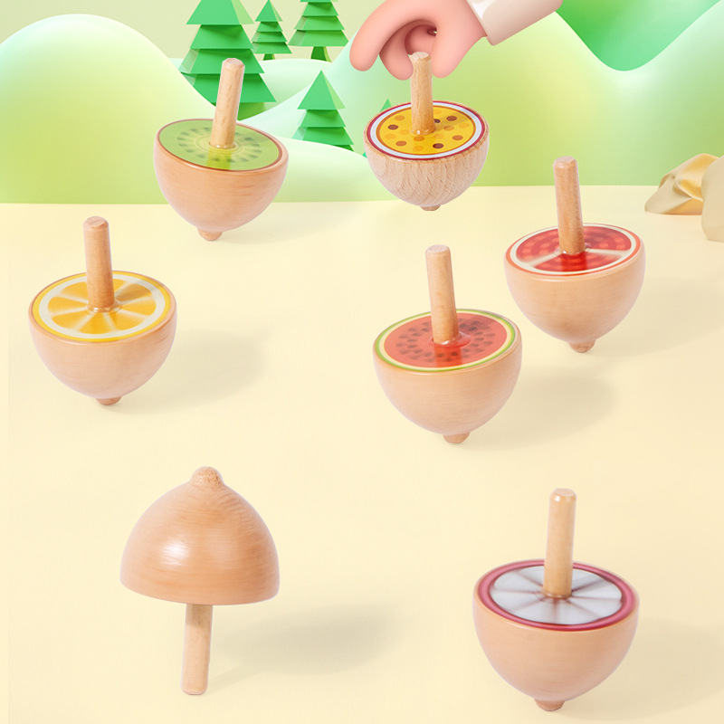 Frutas de punta de dedo en forma de animales pequeños giroscopio para niños dedo giratorio bebé juego de madera de juguetes de enseñanza