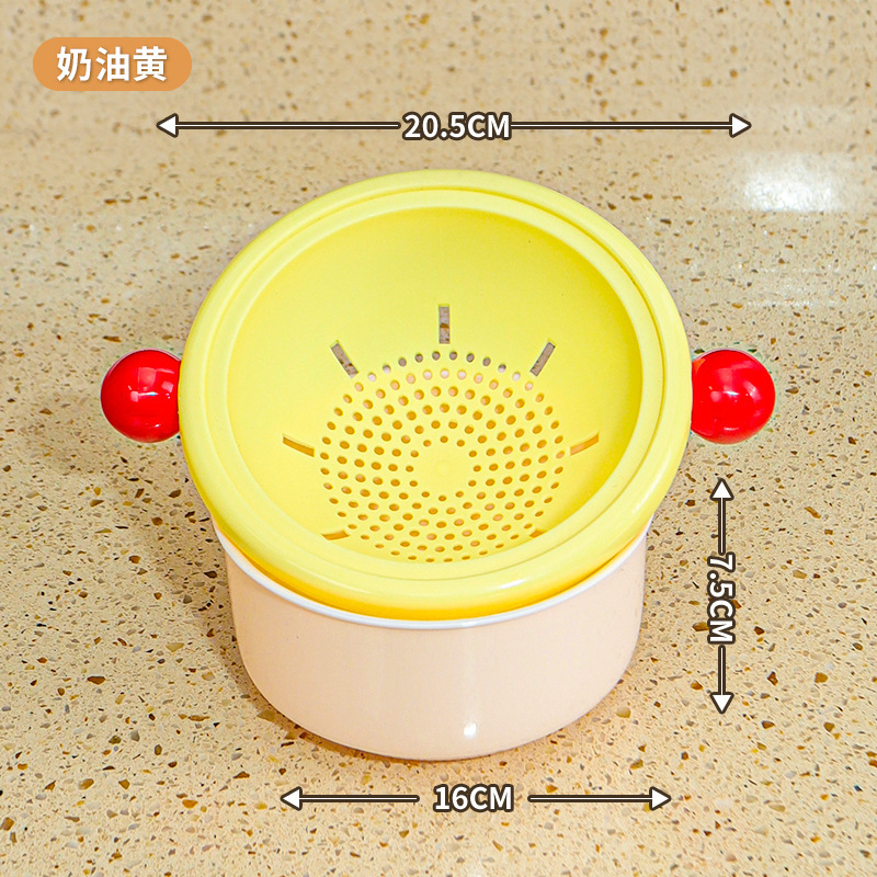 新しい二重ドーパミン水たまりバスケット高颜値家庭用果物野菜洗浄バスケット二合一厚野菜バスケット|undefined