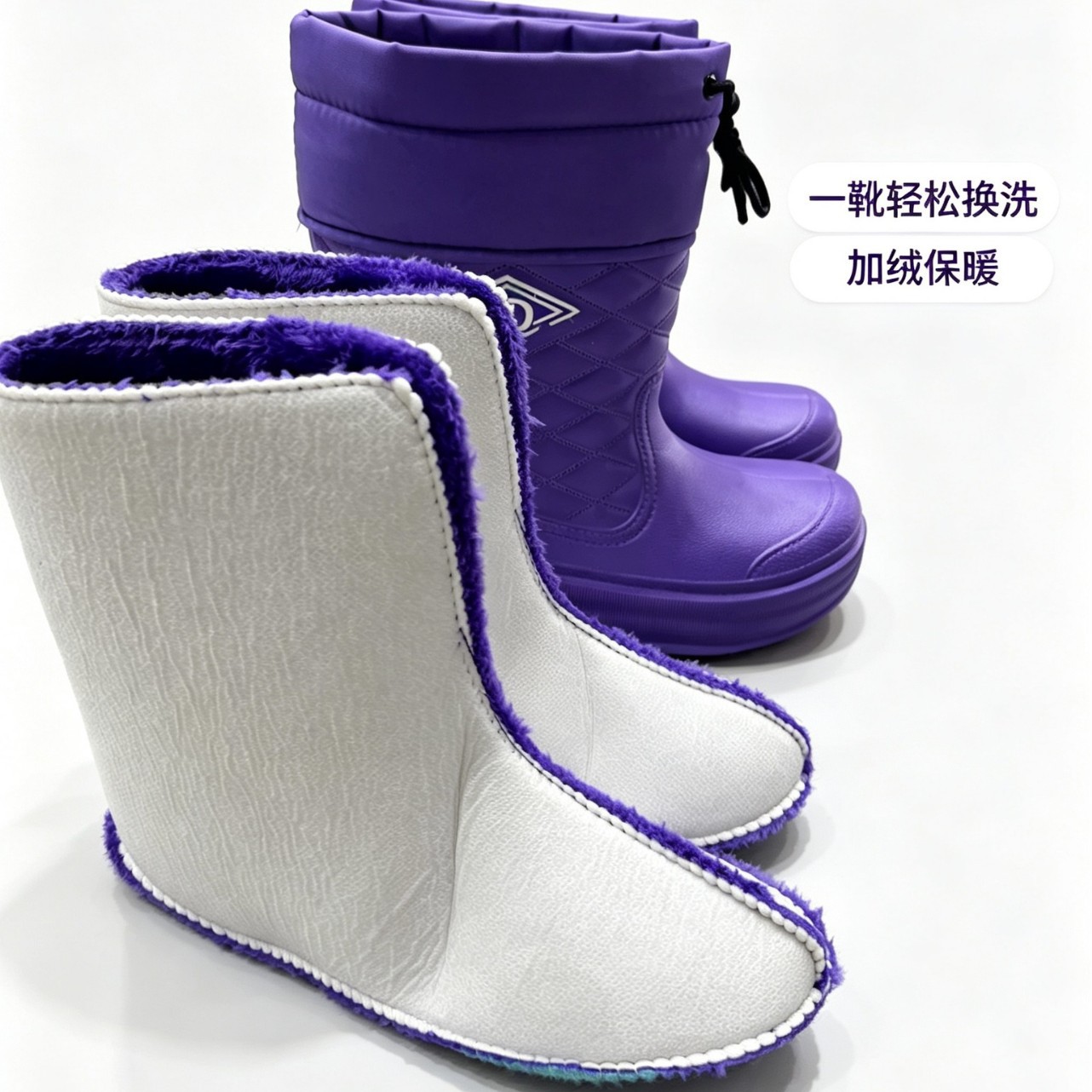 Upgraded detachable inner lining, non-slip, waterproof, women's winter high-top boots with fleece lining, exclusively for cross-border sales, in stock