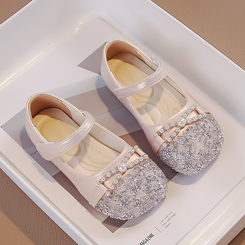 Zapatos de cuero suaves de niñas primavera y verano 2026, nuevos zapatos de diamante Lefour, moda, zapatos de princesa, zapatos de rendimiento planos image 8