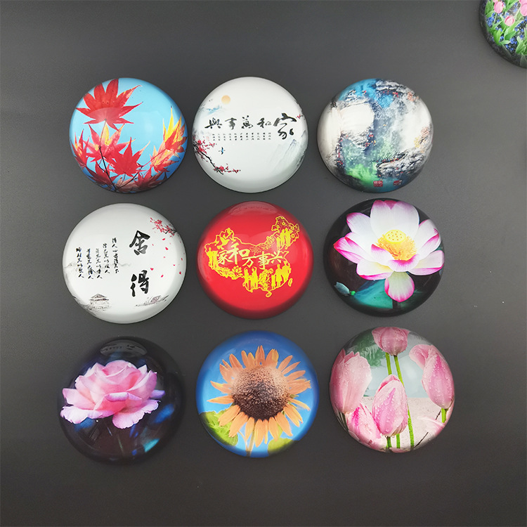 厂家直销水晶半球镇纸玻璃半球镇尺K9彩印水晶镇尺办公小礼品摆件