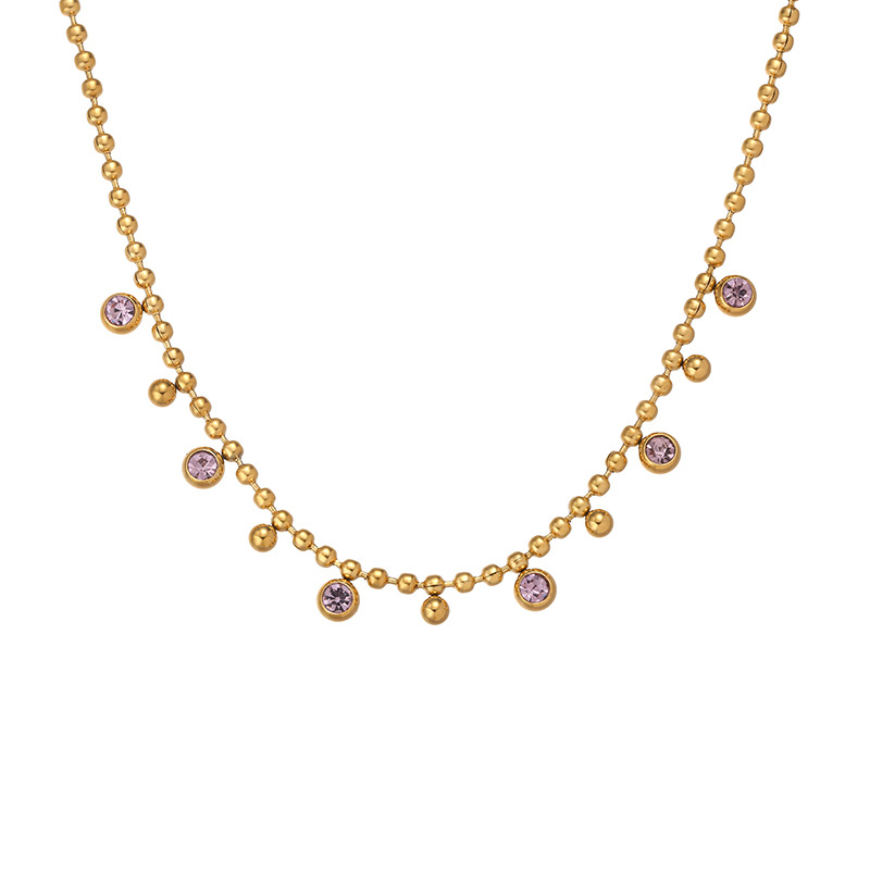 Titanium Steel Material Wholesale Jewelry Classic Style Geometric Titanium Steel Plating Ball Chain Necklace